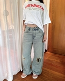 TWILL DISTRESSED JEANS – LIGHT BLUE