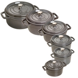 nồi gang tròn màu xám Staub