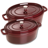 nồi gang oval màu đỏ lựu Staub