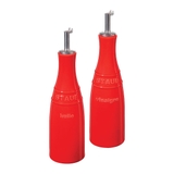bộ bình gốm đựng dầu màu đỏ cherry Staub