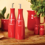 bộ bình gốm đựng dầu màu đỏ cherry Staub ảnh 2