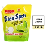 Nước rửa chén Lix siêu sạch hương chanh túi 3.13 lít
