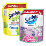 Nước rửa chén Sunlight chanh 2.9l và nước lau sàn Sunlight hương hoa hạ và bạc hà 3.6kg