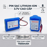 Pin Sạc Lithium-ion 1S 3.7V 7500mAh Jack XH 2.54mm (Tích Hợp Mạch BMS 3A)