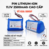 Pin Sạc Lithium-ion 3S 12V 2500mAh Jack XH 2.54mm (Tích Hợp Mạch BMS 20A)