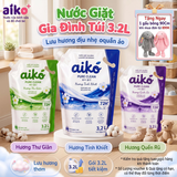 Nước Giặt Sinh Học AIKO Túi Đại 3.2L Đậm Đặc Hương Tươi Mới Kháng Khuẩn Bền Màu Vải