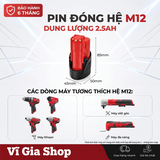 Pin Đóng 12V 2.5Ah Dòng Xả 25A Hệ M12 (Tương Thích Máy Milwaukee M12)