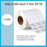 Giấy in mã vạch 3 tem (35x22)mmx30m (Decal Nhiệt)