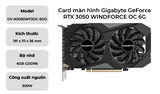 VGA GIGABYTE GeForce RTX 3050 WINDFORCE OC 6G (GV-N3050WF2OC-6GD) (4 cổng xuất hình 2xHDMI + 2xDP)