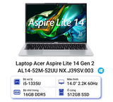 Laptop Acer Aspire Lite 14 AL14-52M-52UU NX.J39SV.003 (Intel Core i5-1335U | Intel UHD | 14 inch 2.2K 60Hz | 16GB | 512GB | Win 11 | Bạc)