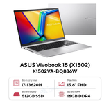 Laptop Asus Vivobook 15 X1502VA-BQ886W (Intel Core i7-13620H | 16GB | 512GB | Intel UHD | 15.6 inch FHD IPS | Win 11 | Bạc)