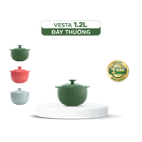 Nồi dưỡng sinh Vesta (Nồi tròn cao) 1.2 L + nắp (CK) - Xanh Rêu