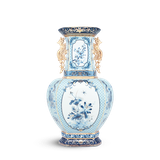 Bình hoa lục giác 45 cm (quai rồng) - Thịnh Vượng (xanh dương)