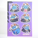 NO.10 QINGLONG - Sticker Furry Sheet A6 Decal pvc chống nước - Tokyo Afterschool Summoners 2