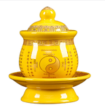 Chum nước Sứ có đế ,có nắp-chân cao[Bát Quái có Chữ] -Nhỏ cao 10cm
