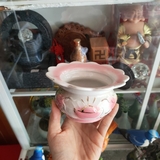Lư hương sứ Hồng sen có vành - 12cm*7.5cm (vm*c).