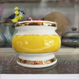 Lư Hương Sứ Trắng Vàng[11*9.5cm] (5 inch)