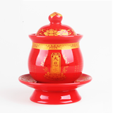 Chum nước Sứ có đế,có nắp Phật( khắc chữ) 6*9cm(đk*c)