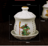Chum nước có đế ,có nắp(Quan Công có Chữ)7.2*9.6*11.5cm(m*r*c)