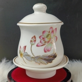Chum nước Sứ có đế,có nắp-chân cao(Sen cánh Hồng)
