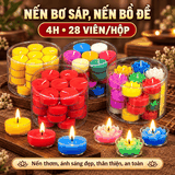 Nến hộp Bơ,Sáp Trà ,nến Bồ đề 28 viên 7 màu(Hộp)