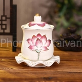 Chum nước Sứ có đế,có nắp (vành Sen) -Nhỏ 8cm
