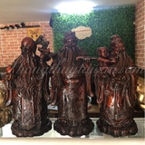 Tượng Tam đa Phúc Lộc Thọ 38cm(cao)-Màu gỗ