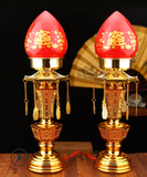 Đèn bàn thờ Trụ búp sen Đỏ(có tua) 25cm