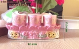 Khay Chum Sứ đế rời,không nắp(Hồng sen)- 16.5*7.5cm- 3 ly