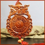 Gương Bát Quái gỗ Đào Phù Điêu Tiên Thiên