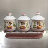Khay Chum Sứ đế rời,có nắp(chữ Hán Phật Pháp Tăng)-dài 15cm-3 ly
