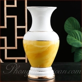 Bình Hoa Sứ Trắng Vàng