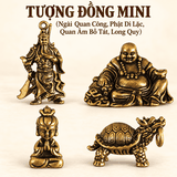Tượng Đồng Mini Quan âm,Di lặc,Long quy,Quan công 4.5cm
