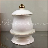 Chum nước có đế ,có nắp[Trắng trơn]