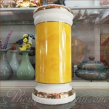 Ống Nhang sứ Trắng Vàng-10*20cm