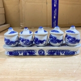 Khay Chóe Sứ đế rời,có nắp(Rồng xanh)-25*6*8cm-5 ly