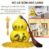 CB Hồ Lô Gốm Vàng có Nắp 6*7.7*11cm(hoá giải Hoả Tây Bắc) +100g Đá+Dây xu