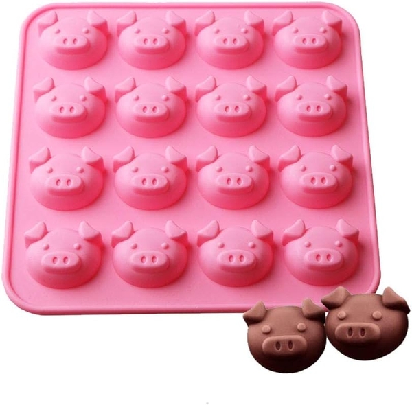 Khuôn silicon 16 mặt heo ngộ nghĩnh