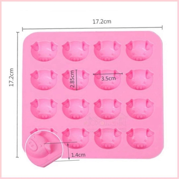 Khuôn silicon 16 mặt heo ngộ nghĩnh
