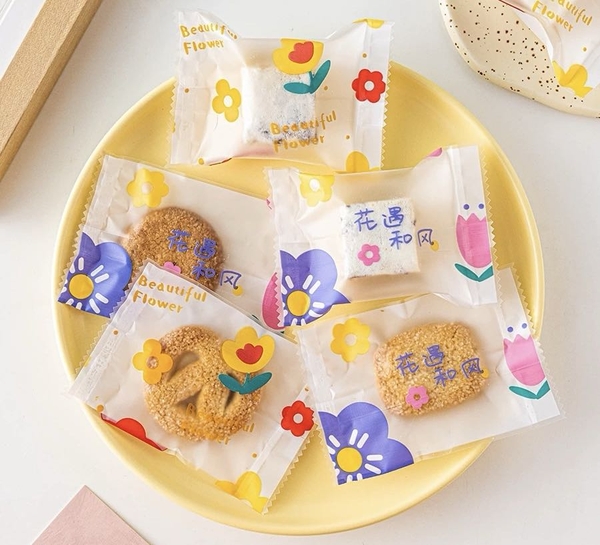 Túi đựng bánh cookies hình hoa chữ Beautiful Flower 7x10cm (100c)