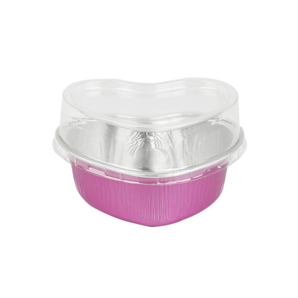 Khay nhôm trái tim nắp nhựa trong 100ml
