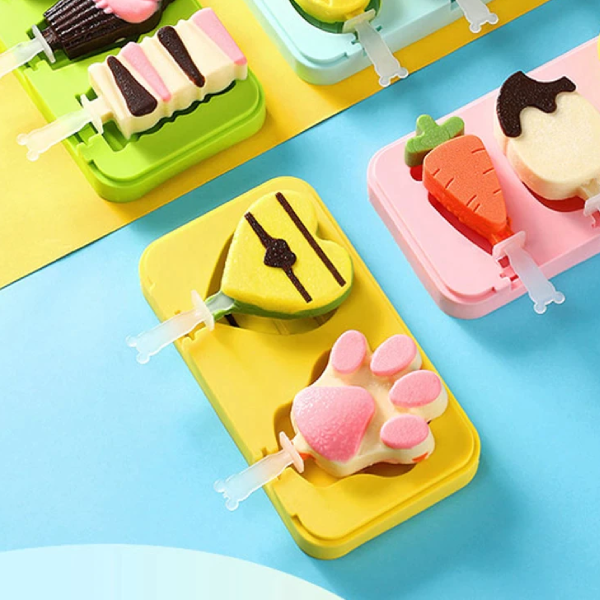 Khuôn kem silicone 2 chiếc hình chân gấu - trái tim