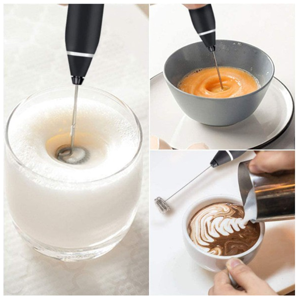 Máy tạo bọt sữa sạc USB 2 đầu khuấy cafe và đánh trứng