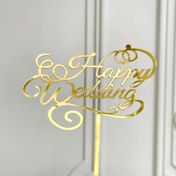 Que cắm Mica Happy Wedding