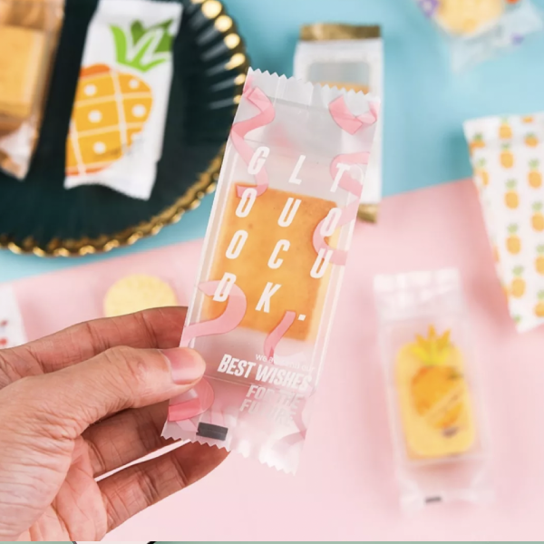 Túi đựng bánh dứa họa tiết ruy băng Best Wisher (100c)