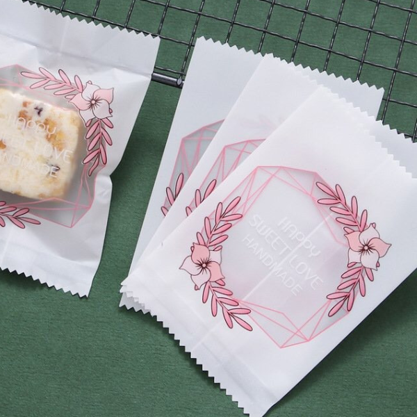 Túi đựng cookies hoa đào Happy Sweet Love 7*10cm (100c)