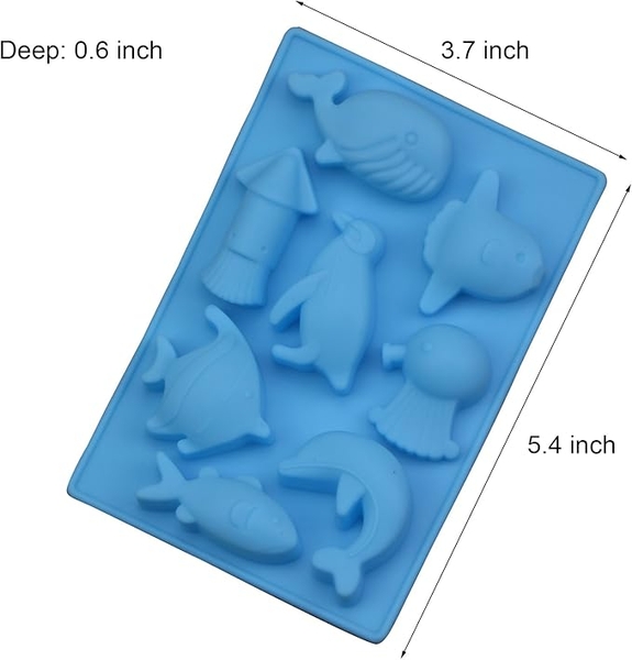 Khuôn silicon 7 ô sinh vật biển