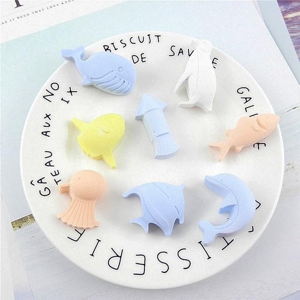 Khuôn silicon 7 ô sinh vật biển