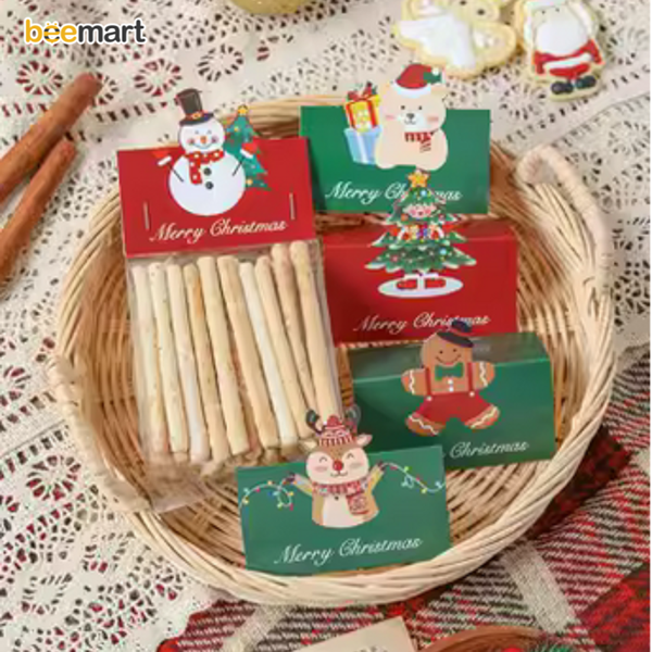 Túi đựng bánh Cookie kèm tag Noel 9x12 (10c)