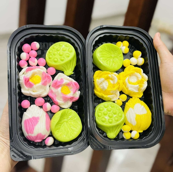 [Bột tạo hình cấp đông] Chè trôi nước hình Hoa Sen Hồng (kèm đường phèn nấu nước đường)